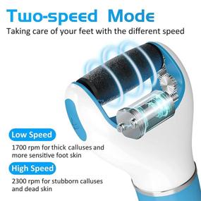 img 3 attached to 👣 Revitalize Your Feet: Rechargeable Electric Foot Scrubber for Dead Hard Cracked Dry Skin - 2 Speed Wet & Dry File Pedicure Tools - Portable and Effective - Blue