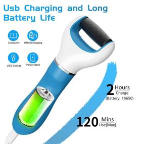 img 2 attached to 👣 Revitalize Your Feet: Rechargeable Electric Foot Scrubber for Dead Hard Cracked Dry Skin - 2 Speed Wet & Dry File Pedicure Tools - Portable and Effective - Blue