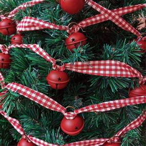 img 1 attached to 🔔 6 Yards Rustic Christmas Metal Sleigh Bells Garland - Country Charm Jingle Bells Checked Ribbon Hanging Garland for Vintage Farmhouse Holiday Winter Tree Mantle Banister Decoration