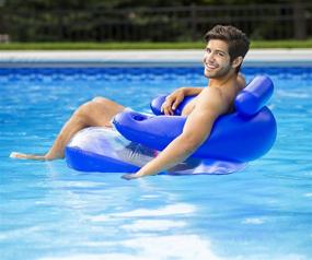 img 1 attached to 🏊 Aqua-Cliner Lazy Lounger Inflatable Pool Float with Cup Holders - Adult, Blue (Model: 950438)