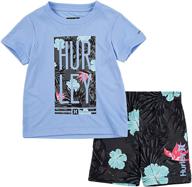 👖 stylish and functional: hurley 2 piece outfit black shark swimwear set for boys logo