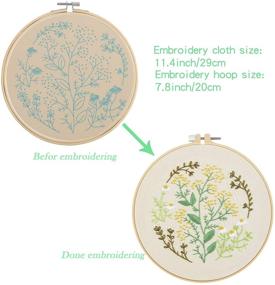 img 2 attached to 🧵 Complete Embroidery Starters Kit with Pattern for Beginners - 4 Pack Cross Stitch Kits, 2 Wooden Embroidery Hoops, Scissors, Needles, Color Threads, and Needlepoint Kit for Adults