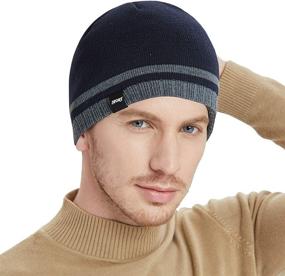 img 3 attached to Bodvera Mens Winter Beanie Hat - Cozy Knit Cuffed Plain Toboggan Ski Skully Cap (with 3 Patterns)
