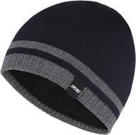 bodvera mens winter beanie hat - cozy knit cuffed plain toboggan ski skully cap (with 3 patterns) logo
