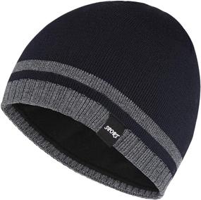 img 4 attached to Bodvera Mens Winter Beanie Hat - Cozy Knit Cuffed Plain Toboggan Ski Skully Cap (with 3 Patterns)