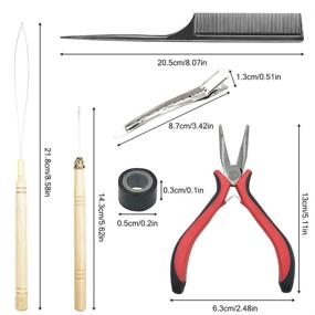 img 2 attached to 💇 Набор для наращивания волос - инструмент Sonku Pliers Hook Bead, включает 200 черных силиконовых кольца с микро-покрытием, 2 расчески и 5 серебряных металлических зажимов типа "аллигатор" для аксессуаров для укладки волос.