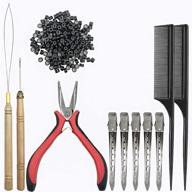 💇 набор для наращивания волос - инструмент sonku pliers hook bead, включает 200 черных силиконовых кольца с микро-покрытием, 2 расчески и 5 серебряных металлических зажимов типа "аллигатор" для аксессуаров для укладки волос. логотип