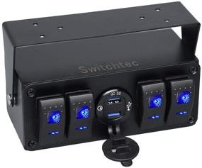 img 1 attached to 🔌 Switchtec 4 Gang Rocker Toggle Switch Panel with Quick Charge 3.0 USB Charger, Voltmeter, and Blue LED - Pre-Wired in Surface Mount Box Enclosure for Marine Boats, Trucks, and Automotive Vehicles