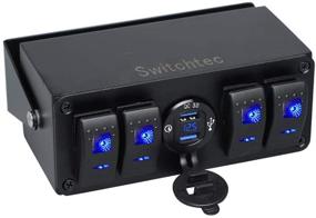 img 3 attached to 🔌 Switchtec 4 Gang Rocker Toggle Switch Panel with Quick Charge 3.0 USB Charger, Voltmeter, and Blue LED - Pre-Wired in Surface Mount Box Enclosure for Marine Boats, Trucks, and Automotive Vehicles