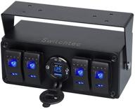 🔌 switchtec 4 gang rocker toggle switch panel with quick charge 3.0 usb charger, voltmeter, and blue led - pre-wired in surface mount box enclosure for marine boats, trucks, and automotive vehicles logo