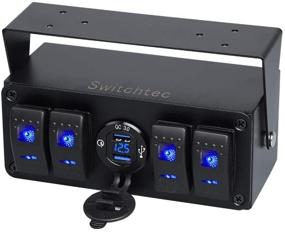 img 4 attached to 🔌 Switchtec 4 Gang Rocker Toggle Switch Panel with Quick Charge 3.0 USB Charger, Voltmeter, and Blue LED - Pre-Wired in Surface Mount Box Enclosure for Marine Boats, Trucks, and Automotive Vehicles