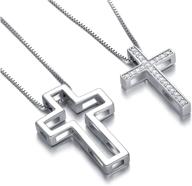 💞 soulmeet: matching cross sterling silver couple necklace - everlasting faith jewelry gift for loved ones logo