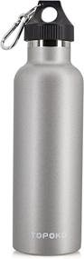 img 4 attached to TOPOKO Stainless Steel Vacuum Water Bottle - Non-Rusty, Double Wall Insulated Thermos for Sports, Hiking, and Travel - Leak Proof, BPA Free - 25 oz, Grey