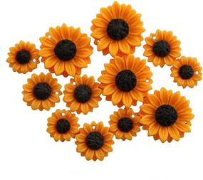 img 1 attached to 🌼 Vibrant NX Garden 12PCS Orange Sunflower Girasoles Daisy Flowers Resin Flatback Cabochon: Ideal for Handmade Jewelry Design - Necklace, Earrings, Ring, Bracelet