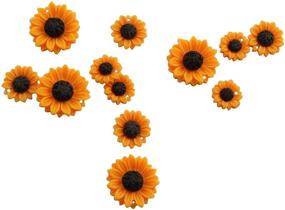 img 2 attached to 🌼 Vibrant NX Garden 12PCS Orange Sunflower Girasoles Daisy Flowers Resin Flatback Cabochon: Ideal for Handmade Jewelry Design - Necklace, Earrings, Ring, Bracelet