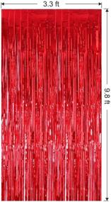 img 2 attached to 🎉 2 Pack 3.3 ft x 9.8 ft Foil Curtains Metallic Fringe Curtains Shimmer Curtain Photo Backdrop for Halloween, Christmas, Birthday Party, Wedding Decoration (Red)