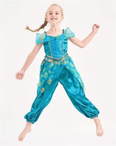 img 1 attached to IKALI Jasmine Princess Jumpsuit Costume Pretend Play