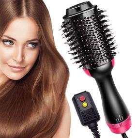 img 4 attached to 💇 SHOSHE 3-in-1 Hair Dryer Brush: Professional Hot Air Brush for Straightening, Curling, Volumizing - Salon Ionic Ceramic Blow Dryer Brush, Suitable for All Hair Types