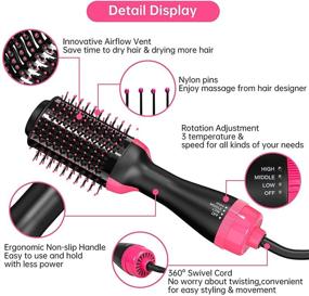 img 2 attached to 💇 SHOSHE 3-in-1 Hair Dryer Brush: Professional Hot Air Brush for Straightening, Curling, Volumizing - Salon Ionic Ceramic Blow Dryer Brush, Suitable for All Hair Types