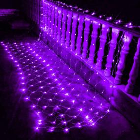 img 1 attached to DAZZLE BRIGHT Halloween 360 LED Net Lights, 12FT x 5 FT Connectable String Lights with 8 Lighting Modes, Halloween Party Decorations and Supplies, Indoor Outdoor Yard Garden Decor (Purple)