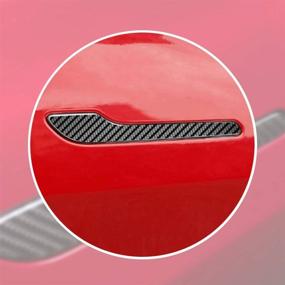 img 3 attached to 🚗 4-Piece Set: Tesla Model 3 & Model Y Door Handle Sills Protection Kit with Bright Carbon Fiber Pattern for Enhanced Decoration