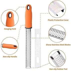 img 2 attached to Citrus Lemon Zester & Cheese Grater with Handle - Professional Kitchen Tool for Parmesan, Lemon, Chocolate, Garlic, Ginger - Stainless Steel, Dishwasher Safe