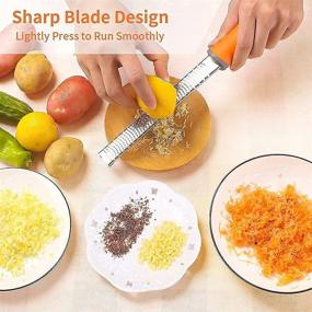 img 3 attached to Citrus Lemon Zester & Cheese Grater with Handle - Professional Kitchen Tool for Parmesan, Lemon, Chocolate, Garlic, Ginger - Stainless Steel, Dishwasher Safe