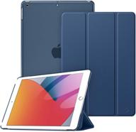 fintie lightweight slimshell stand cover for ipad 10.2 inch 9th gen (2021) / 8th gen (2020) / 7th gen (2019) - translucent hard back protector, auto wake/sleep, navy logo