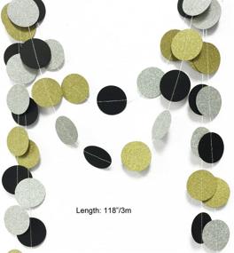 img 1 attached to Colorful Retro-themed Birthday Decorations Kit: 25 Pcs Black, Gold, and White Tissue Pom Poms, Paper Flowers, and Paper Lanterns
