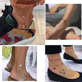 img 2 attached to 🐢 16Pcs Dainty Anklets for Women Girls – Gold Silver Layered Ankle Bracelets Set with Adjustable Beach Turtle Foot Anklets – XIJIN (Comes with Gift Box)