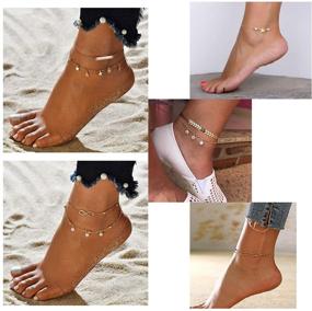 img 3 attached to 🐢 16Pcs Dainty Anklets for Women Girls – Gold Silver Layered Ankle Bracelets Set with Adjustable Beach Turtle Foot Anklets – XIJIN (Comes with Gift Box)
