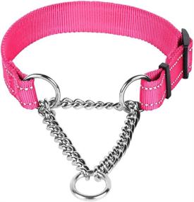 img 3 attached to 🐶 Adjustable Martingale Dog Collar with Reflective Nylon, Stainless Steel Chain Training Pet Choke Collar for Medium and Large Dogs - CollarDirect