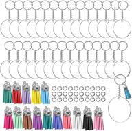 🔑 clear acrylic keychain blanks: 120 pcs set with circle discs, tassels, rings, and jump rings for diy crafting logo