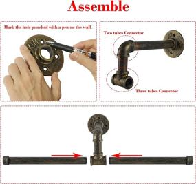 img 2 attached to 🧥 Ржавая медная настенная вешалка для одежды WILLOWDALE: промышленная трубчатая стойка для универсального хранения и организации гардероба (длина 23,6")