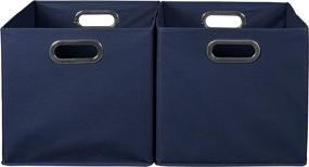 img 2 attached to 🏠 Niche Cheer Home Foldable Fabric Bins: Collapsible Cloth Cube Storage Basket Set of 2 in Navy Blue - Organize and Declutter with Style!