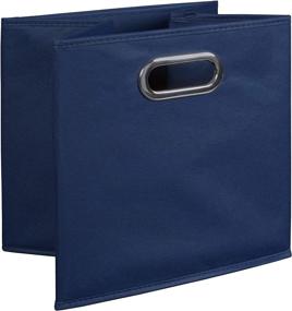 img 1 attached to 🏠 Niche Cheer Home Foldable Fabric Bins: Collapsible Cloth Cube Storage Basket Set of 2 in Navy Blue - Organize and Declutter with Style!
