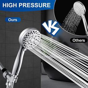 img 3 attached to 💦 Luxsego 5-Setting Shower Head Kit with 59-inch Stainless Steel Hose and Adjustable Bracket, High Pressure Handheld Showerhead for Low Water Supply, Powerful Shower Spray, Chrome