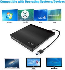 img 1 attached to 📀 Portable USB 3.0 External CD/DVD +/-RW Drive - DVD/CD ROM Rewriter Burner for Laptop/Desktop PC - Windows/Mac Compatible - MacBook Pro Ready