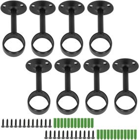 img 4 attached to 🛁 Seimneire 8pcs Stainless Steel Shower Curtain Closet Rod Holder – Secure Ceiling-Mount Bracket for Curtain Rods – Durable Pipe Flange Socket Closet Pole Supports – Sleek Flat Black Design