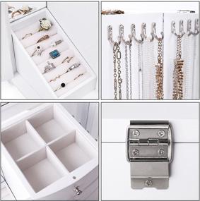 img 2 attached to 🎁 SONGMICS Large Wooden Jewelry Box Organizer with Clear Acrylic Doors, 4 Drawers, and White Finish