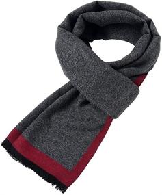img 4 attached to 🧣 Men's Autumn Winter Scarf: Simple and Elegant White Gray Accessories