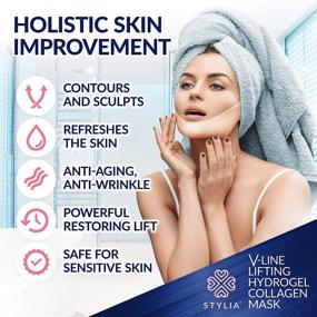 img 1 attached to 🎭 10 Piece V Line Shaping Face Masks: Lift & Firm with Hydrogel Collagen, Aloe Vera - Anti-Aging & Wrinkle-Busting Band - Reduce Double Chin - Contouring, Slimming, and Face Lift Sheet