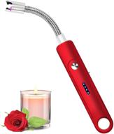 🔥 red arc lighter with upgraded led battery display: versatile and flexible neck lighter for cooking bbqs, fireplace, and fireworks logo