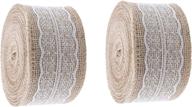 🎀 20 yards unwired burlap ribbon with lace for crafts, mason jars, weddings, party decoration - rustic jute ribbon by mandala crafts (tan, 2.5 inches) logo