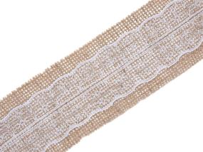 img 1 attached to 🎀 20 Yards Unwired Burlap Ribbon with Lace for Crafts, Mason Jars, Weddings, Party Decoration - Rustic Jute Ribbon by Mandala Crafts (Tan, 2.5 Inches)