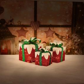 img 2 attached to 🎁 Christmas Lighted Gift Boxes: Set of 3, 60 LED Pre-lit for Indoor/Outdoor Pathway Decoration