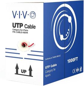 img 4 attached to VIVO Red 1000ft Bulk Cat5e Ethernet Cable, CCA 🔴 Wire, 24 AWG, UTP Pull Box, Indoor Network Installations, CABLE-V001R