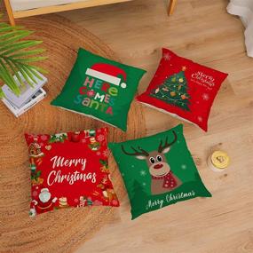 img 3 attached to 🎄 Christmas Pillow Covers Set of 4 - 20x20 Inch Merry Christmas Tree Throw Pillow Cases, Red Green Xmas Holiday Cover for Outdoor Couch Sofa Cushions (20)