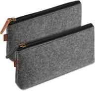 🎒 procase pencil bag pen case - 2 pack felt students stationery pouch zipper bag for school supplies - small, black logo