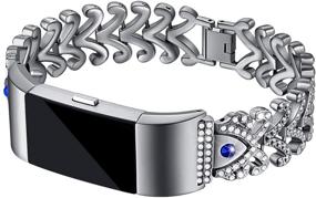 img 4 attached to 🔗 Kaleidoc Bands для Fitbit Charge 2 - Металлическая замена браслета с кристаллами Роденького камня, регулируемый браслет - Премиальные совместимые браслеты для Fitbit Charge 2